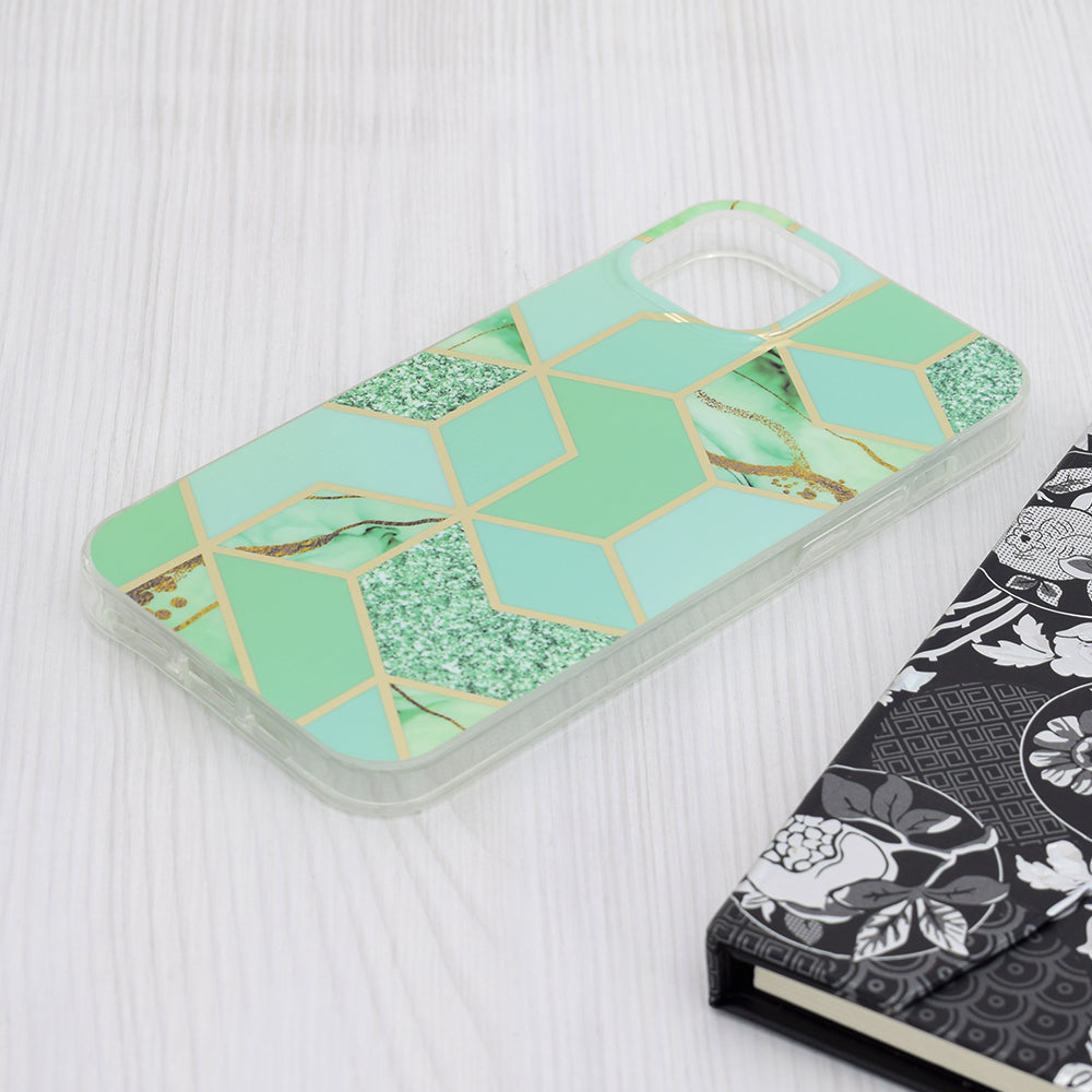 Case for Apple iPhone 15 Plus, Techsuit, Marble, Green
