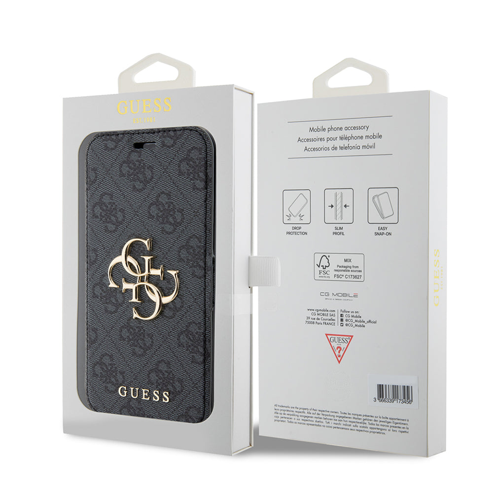 Custodia per Apple iPhone 15 Pro, Guess, 4G Book, Grigio