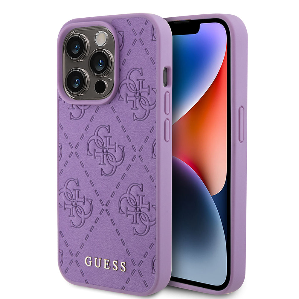 Custodia per Apple iPhone 15 Pro, Guess, 4G Stamped, Viola Chiaro