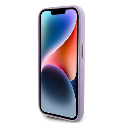 Custodia per Apple iPhone 15 Pro, Guess, Glitter Glossy Script, Lilla Chiaro