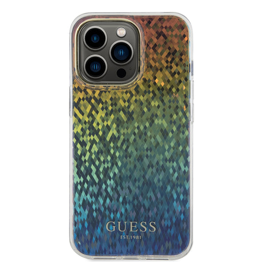 Custodia per Apple iPhone 15 Pro, Guess, IML Faceted Mirror Disco Iridescent, Multicolore