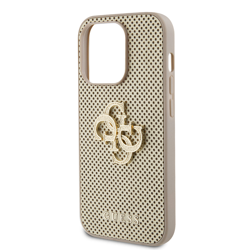 Custodia per Apple iPhone 15 Pro, Guess, Perforated 4G, Dorata