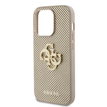 Custodia per Apple iPhone 15 Pro, Guess, Perforated 4G, Dorata