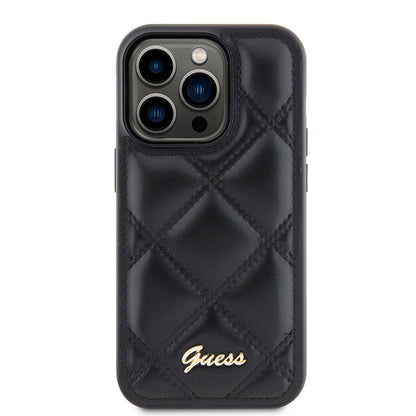 Custodia per Apple iPhone 15 Pro, Guess, Quilted Metal Logo, Nera