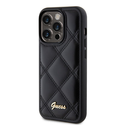 Custodia per Apple iPhone 15 Pro, Guess, Quilted Metal Logo, Nera