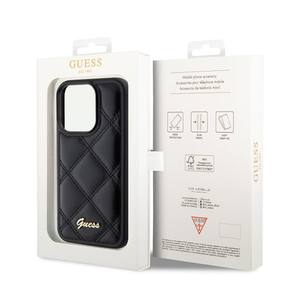 Custodia per Apple iPhone 15 Pro, Guess, Quilted Metal Logo, Nera