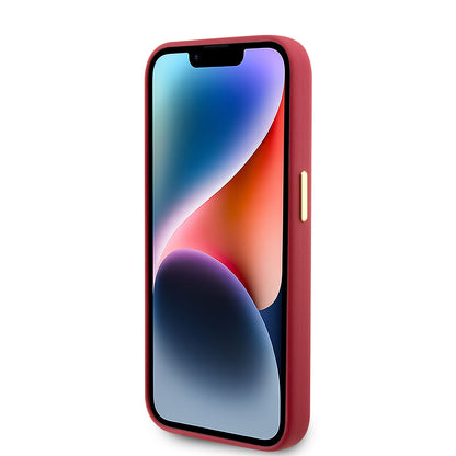 Custodia per Apple iPhone 15 Pro, Guess, Script Metal Logo & Frame, Rossa