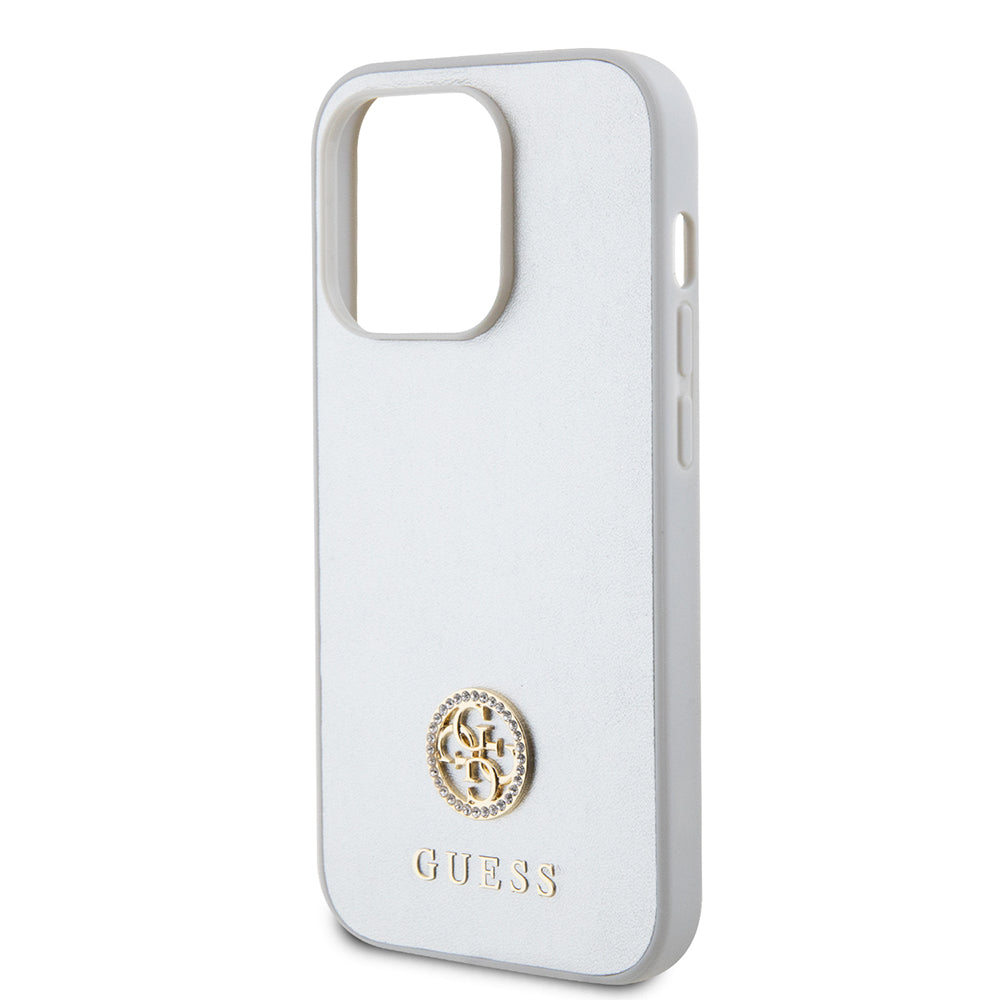 Custodia per Apple iPhone 15 Pro, Guess, Strass Metal Logo, Argento