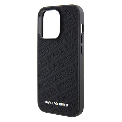 Custodia per Apple iPhone 15 Pro, Karl Lagerfeld, Diagonal Quilted K Pattern, Nera