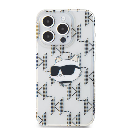 Custodia per Apple iPhone 15 Pro, Karl Lagerfeld, IML Electroplated Choupette Head, Trasparente