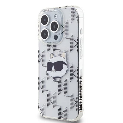 Custodia per Apple iPhone 15 Pro, Karl Lagerfeld, IML Electroplated Choupette Head, Trasparente