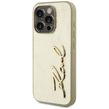 Case for Apple iPhone 15 Pro, Karl Lagerfeld, Metal Signature, Gold