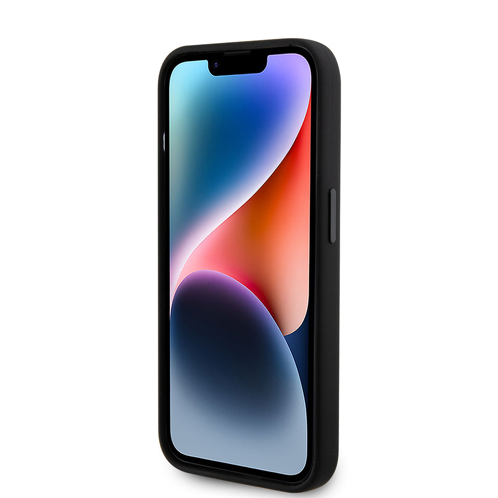 Custodia per Apple iPhone 15 Pro, Karl Lagerfeld, Silicone Choupette Metal, Nera