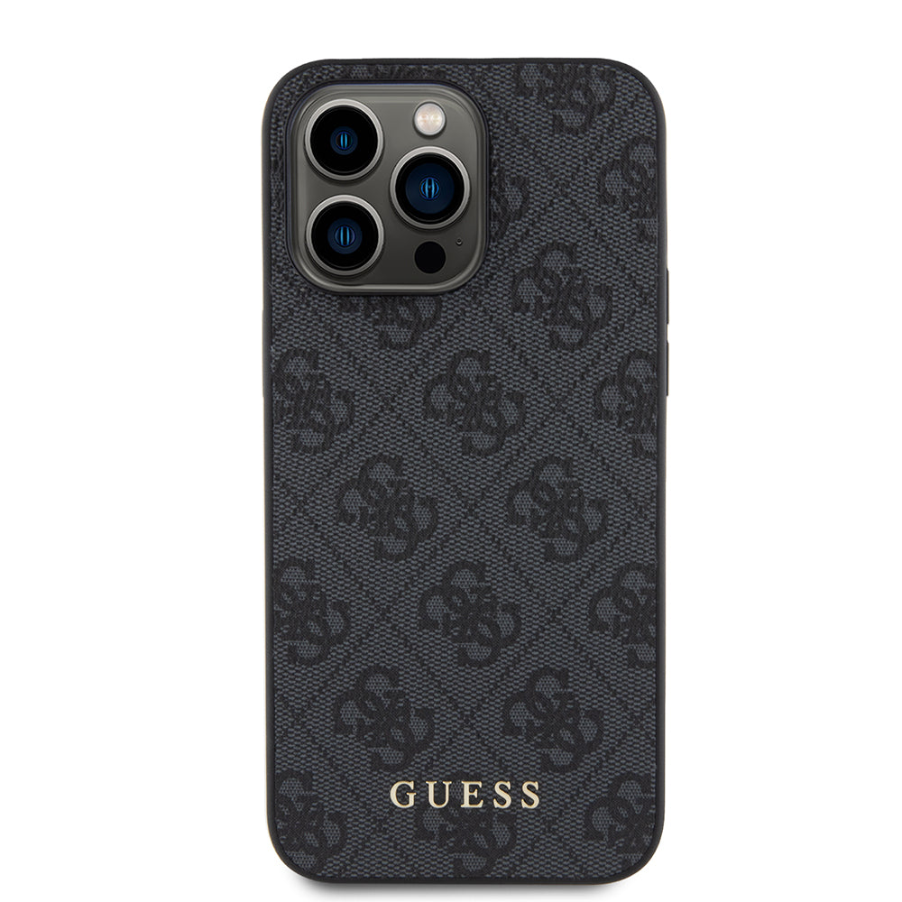 Custodia per Apple iPhone 15 Pro Max, Guess, 4G Metal Gold Logo, Grigio