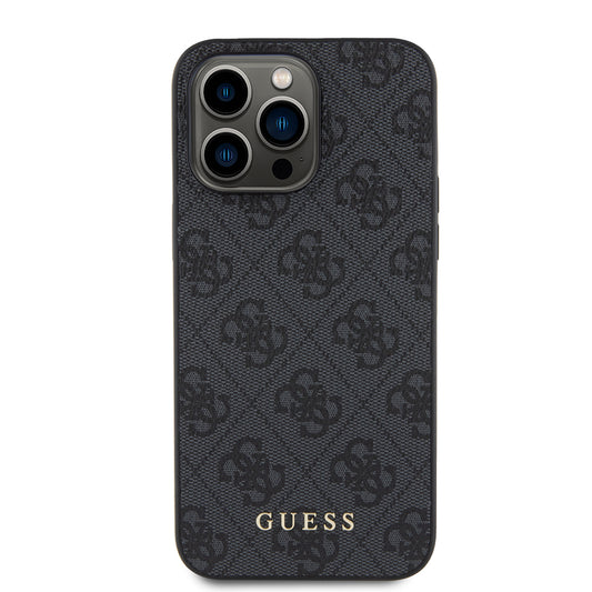 Custodia per Apple iPhone 15 Pro Max, Guess, 4G Metal Gold Logo, Grigio
