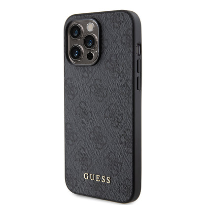 Custodia per Apple iPhone 15 Pro Max, Guess, 4G Metal Gold Logo, Grigio