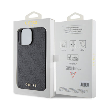 Custodia per Apple iPhone 15 Pro Max, Guess, 4G Metal Gold Logo, Grigio