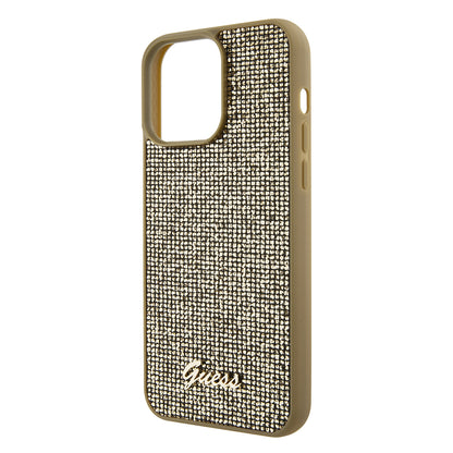 Custodia per Apple iPhone 15 Pro Max, Guess, Disco Metal Script, Dorata