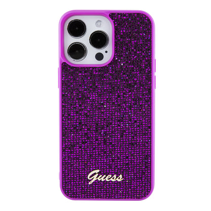 Custodia per Apple iPhone 15 Pro Max, Guess, Disco Metal Script, Fucsia