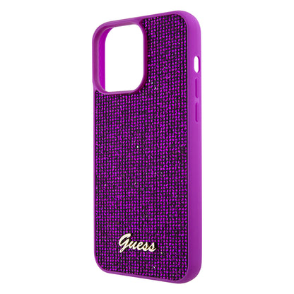 Custodia per Apple iPhone 15 Pro Max, Guess, Disco Metal Script, Fucsia