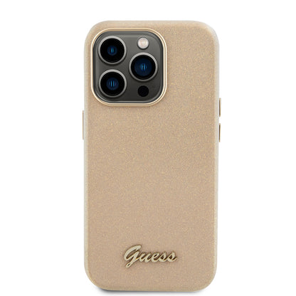 Custodia per Apple iPhone 15 Pro Max, Guess, Glitter Glossy Script, Beige