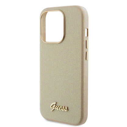 Custodia per Apple iPhone 15 Pro Max, Guess, Glitter Glossy Script, Beige