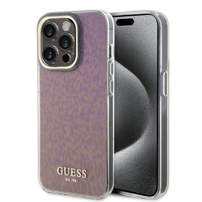 Custodia per Apple iPhone 15 Pro Max, Guess, IML Faceted Mirror Disco Iridescent, Rosa