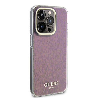 Custodia per Apple iPhone 15 Pro Max, Guess, IML Faceted Mirror Disco Iridescent, Rosa