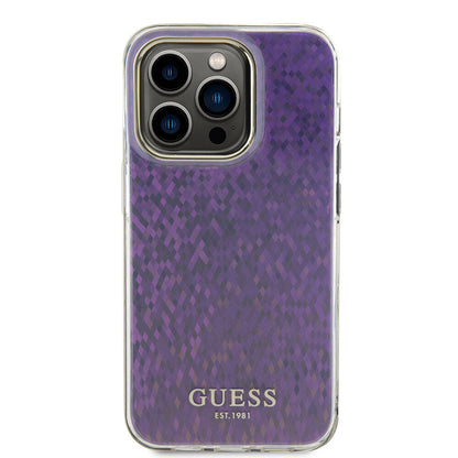 Custodia per Apple iPhone 15 Pro Max, Guess, IML Faceted Mirror Disco Iridescent, Rosa
