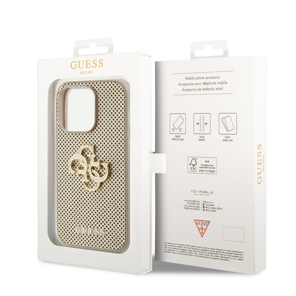 Custodia per Apple iPhone 15 Pro Max, Guess, Perforated 4G, Dorata