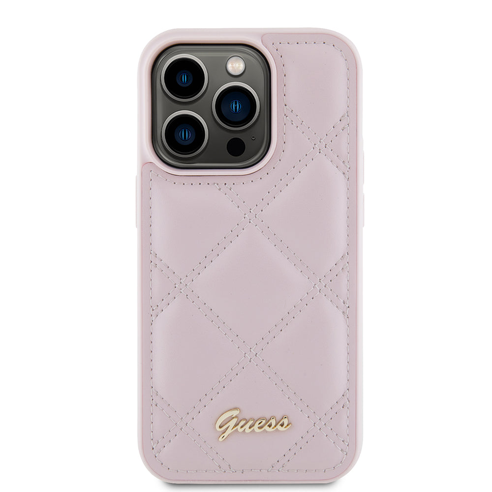 Custodia per Apple iPhone 15 Pro Max, Guess, Quilted Metal Logo, Rosa