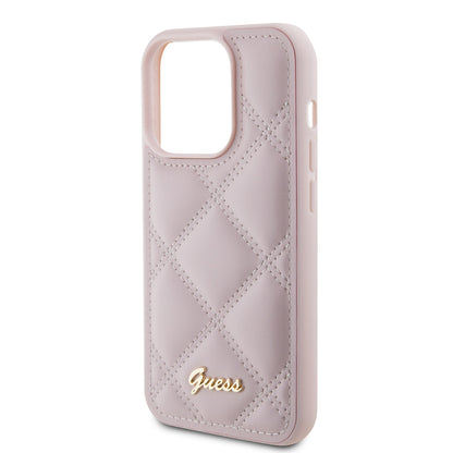 Custodia per Apple iPhone 15 Pro Max, Guess, Quilted Metal Logo, Rosa