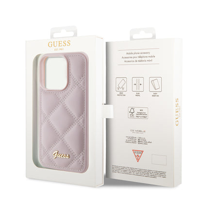 Custodia per Apple iPhone 15 Pro Max, Guess, Quilted Metal Logo, Rosa