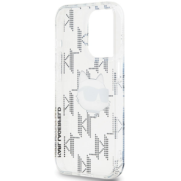 Custodia per Apple iPhone 15 Pro Max, Karl Lagerfeld, IML Electroplated Choupette Head, Trasparente