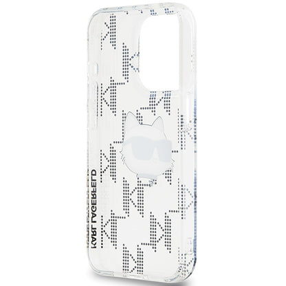 Custodia per Apple iPhone 15 Pro Max, Karl Lagerfeld, IML Electroplated Choupette Head, Trasparente