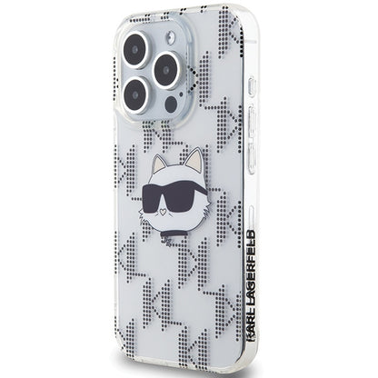 Custodia per Apple iPhone 15 Pro Max, Karl Lagerfeld, IML Electroplated Choupette Head, Trasparente
