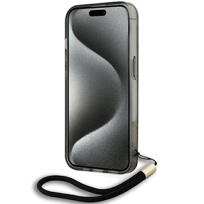 Custodia per Apple iPhone 15 Pro Max, Karl Lagerfeld, IML Luxury Monogram KL Pattern with Strap, Nera