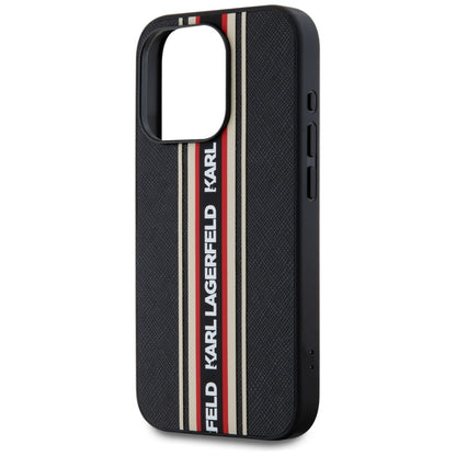 Custodia per Apple iPhone 15 Pro Max, Karl Lagerfeld, Saffiano Athleisure Stripes with Strap, Rosie
