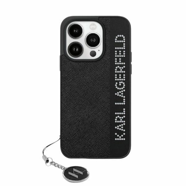 Custodia per Apple iPhone 15 Pro Max, Karl Lagerfeld, Saffiano Rhinestones & Charm, Nera