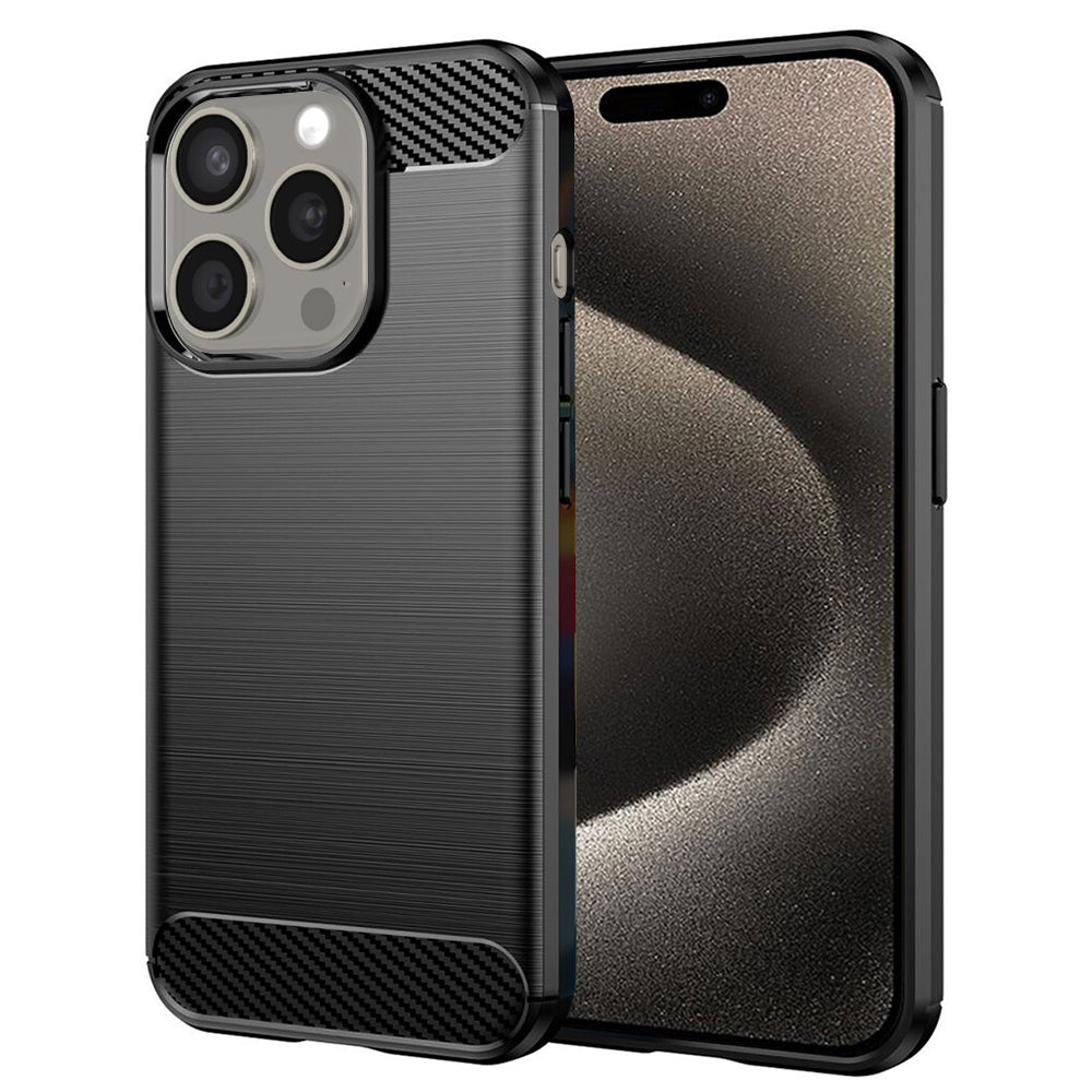 Custodia per Apple iPhone 15 Pro Max, Techsuit, Carbonio, Nera