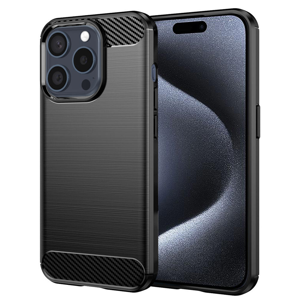 Custodia per Apple iPhone 15 Pro, Techsuit, Carbonio, Nera