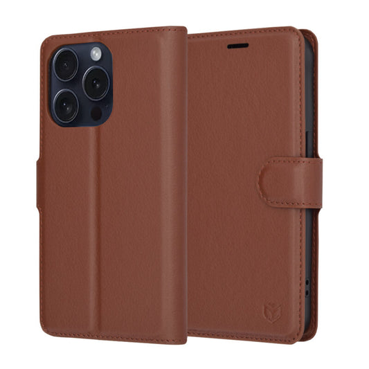 Custodia per Apple iPhone 15 Pro, Techsuit, Leather Folio, Marrone