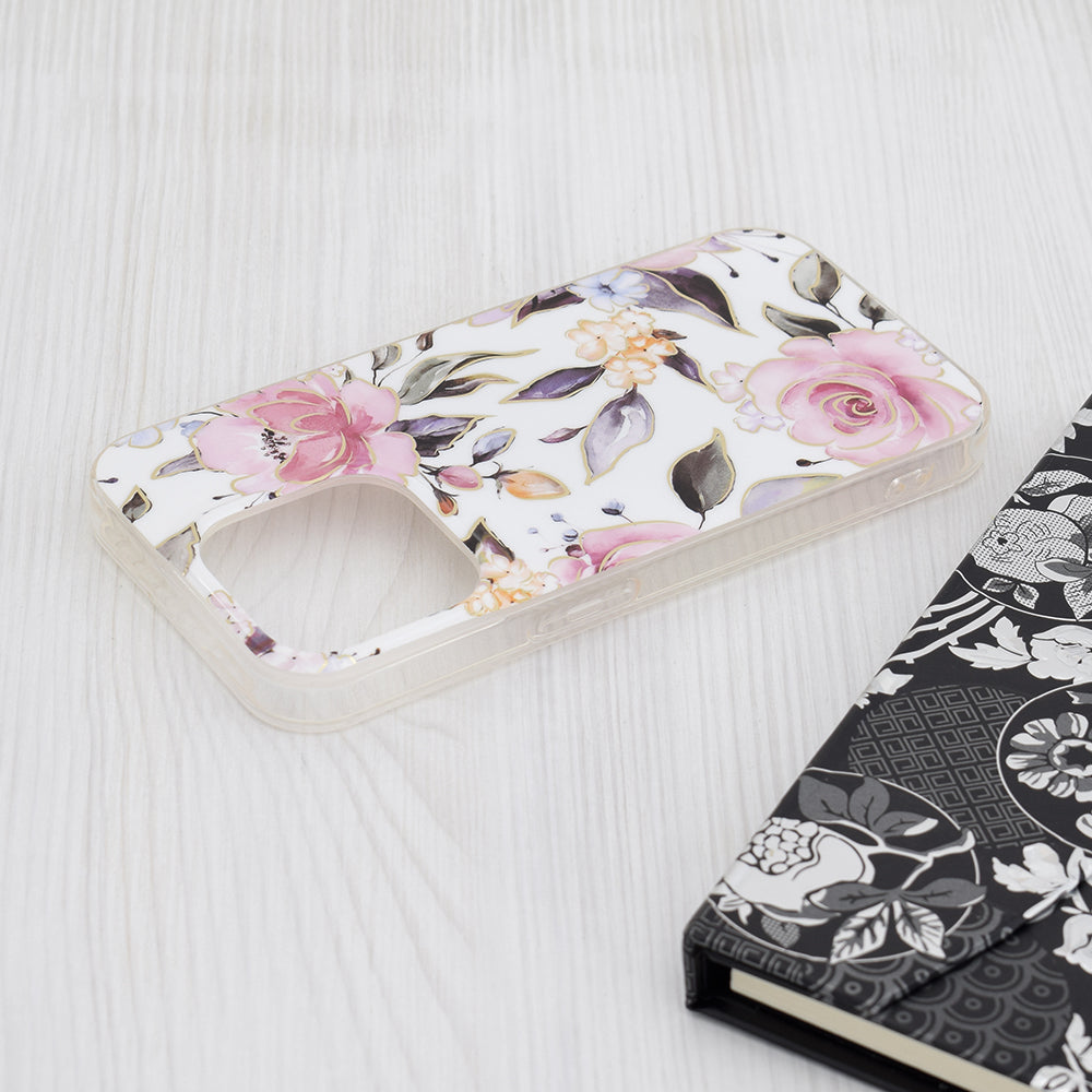 Custodia per Apple iPhone 15 Pro, Techsuit, Marble, Bianca