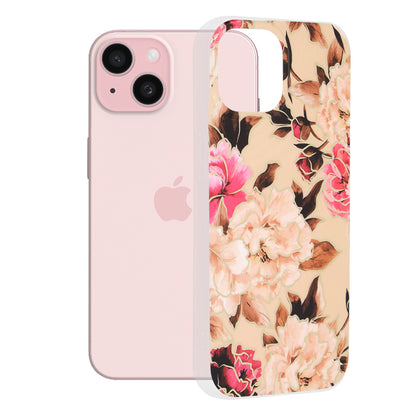 Custodia per Apple iPhone 15, Techsuit, Marble, Beige