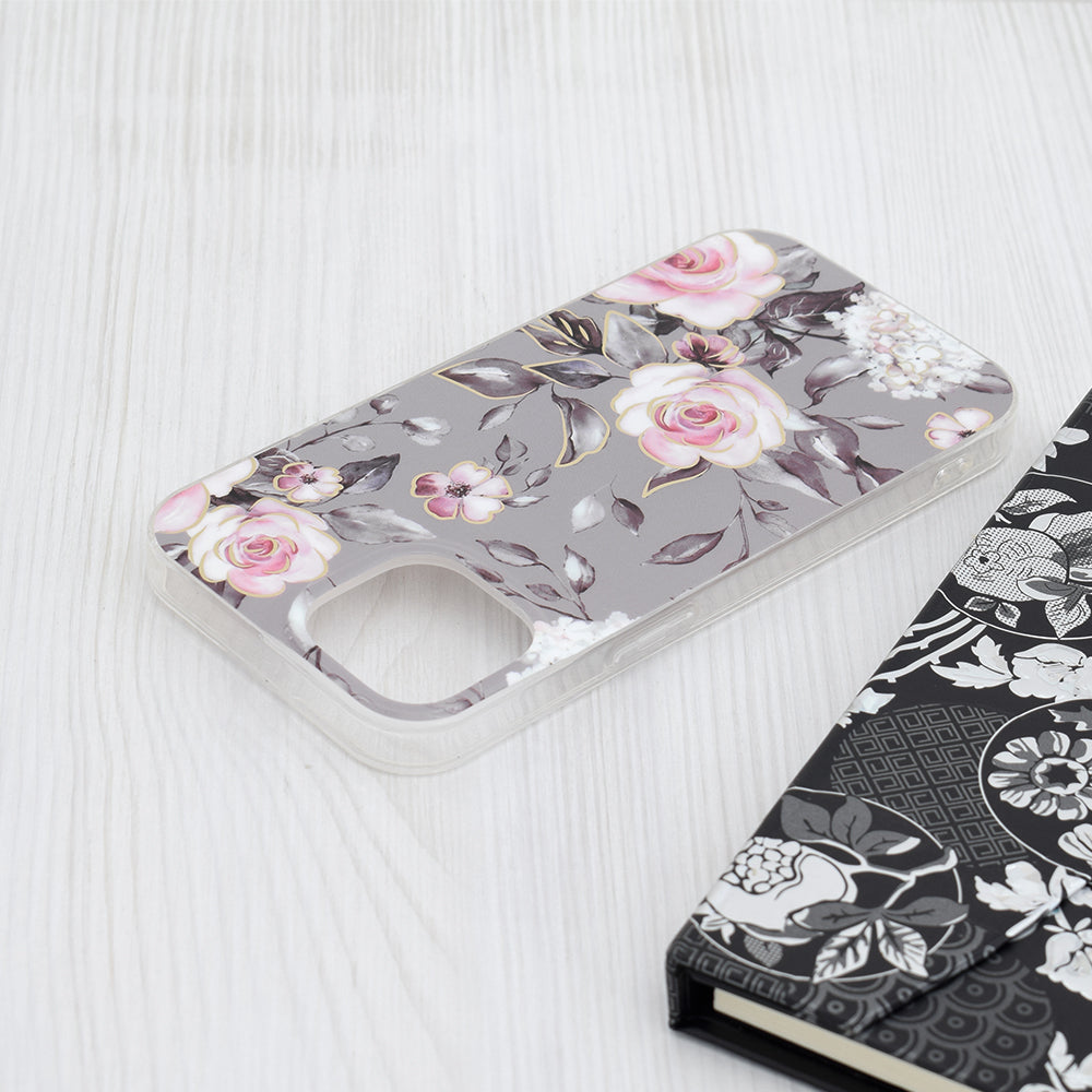 Custodia per Apple iPhone 15, Techsuit, Marble, Grigio