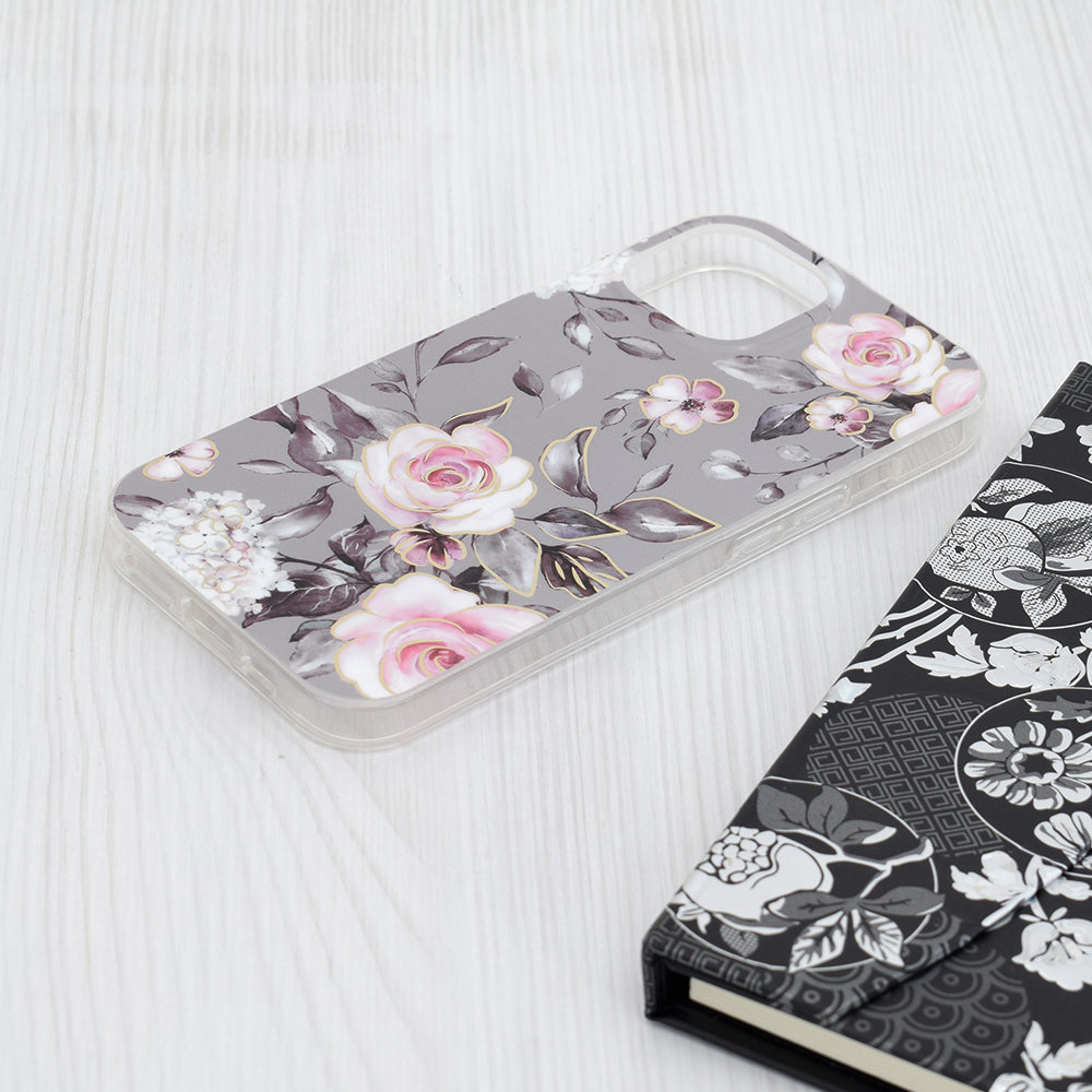 Custodia per Apple iPhone 15, Techsuit, Marble, Grigio