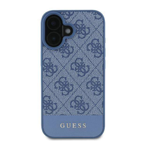 Custodia per Apple iPhone 16, Guess, 4G Bottom Stripe, Blu