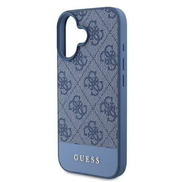 Custodia per Apple iPhone 16, Guess, 4G Bottom Stripe, Blu