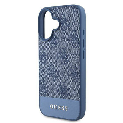 Custodia per Apple iPhone 16, Guess, 4G Bottom Stripe, Blu