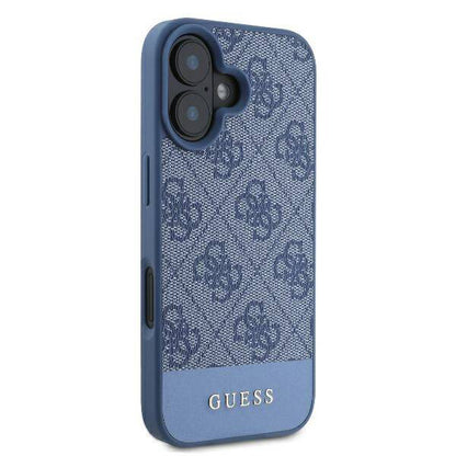 Custodia per Apple iPhone 16, Guess, 4G Bottom Stripe, Blu